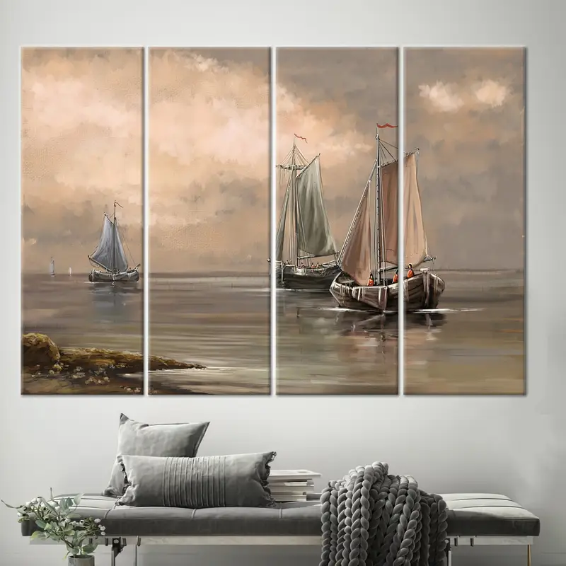 Seascape Wall Art, Coastal Wal Decor, Vintage View Wall Art, Home Decor, Farmhouse Wall Art,  Saloon Wall Art, Home Decor, Sea Wall Art, - 3