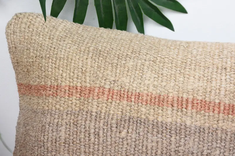 Vintage Pillow, Cushion, Vintage Kilim Pillow, 8x16 Beige Cushion Cover, Handmade Kilim Cushion, Turkish Rugs Cushion, Kilim Rug Pillow - 2