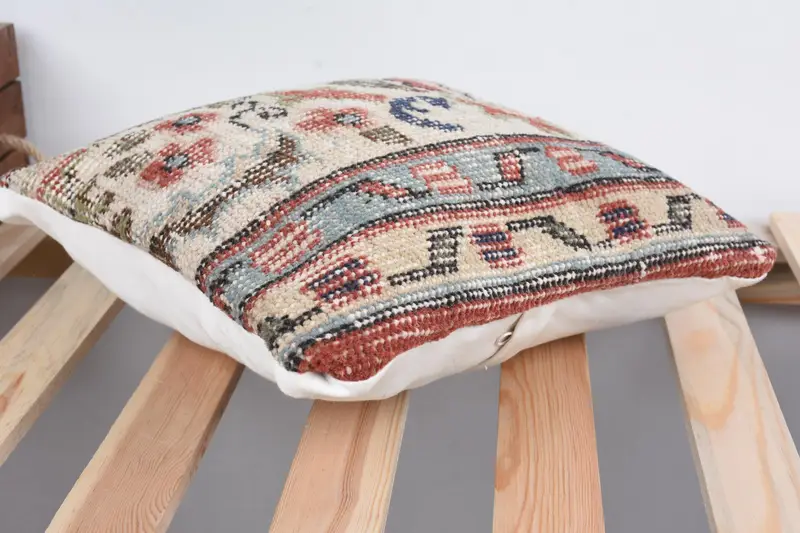 Kilim Cushion Sham, Handmade Kilim Cushion, 12x12 Beige Pillow Sham, Cushion Cover, Neutral Throw Cushion Cover, Interior Designer Pillow - 6