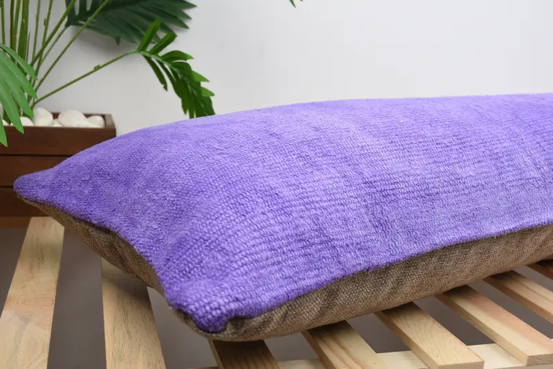 Pillow Cover, Cozy Throw Pillow Case, Kilim Pillow, Interior Designer Pillow, Retro Throw Cushion, Gift Pillow, 16x48 Purple Cushion Cover - 6