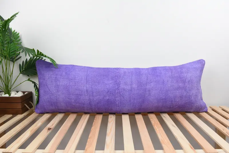 Pillow Cover, Cozy Throw Pillow Case, Kilim Pillow, Interior Designer Pillow, Retro Throw Cushion, Gift Pillow, 16x48 Purple Cushion Cover - 1