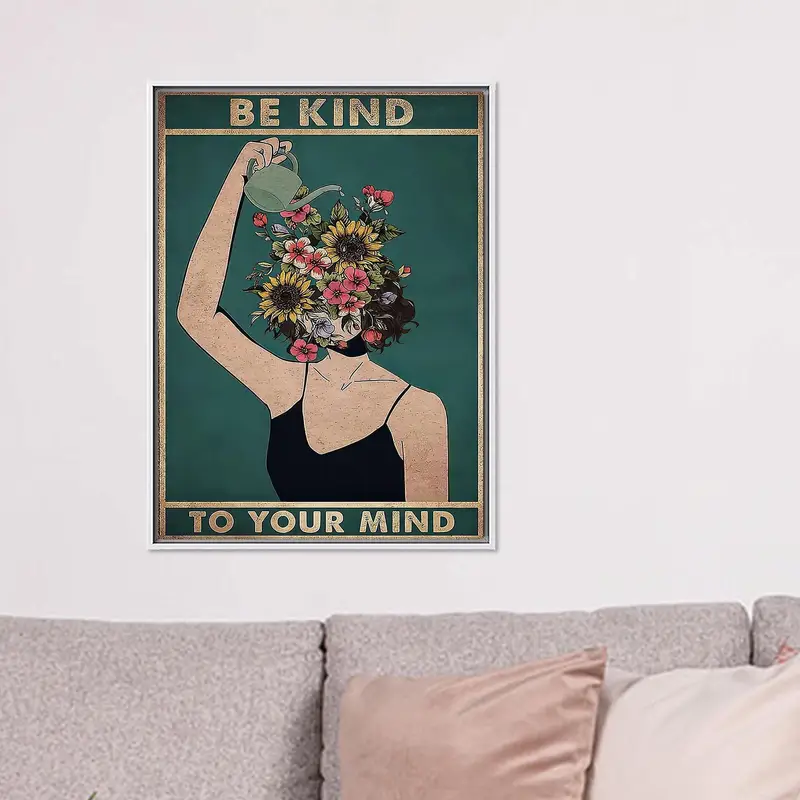 Zarif Çiçekli Kadın Kanvas Tablo: Sanatsal Ev Dekorasyonu