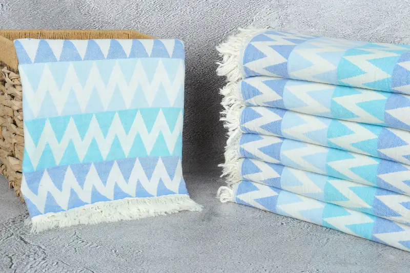 Organic Beach Towel, Home Decor Towel, Guest Towel, Holiday Towel, Organic towel, Beach towel, 70x40 Cotton Zigzag Design Towel, Embroidered Towel - 4