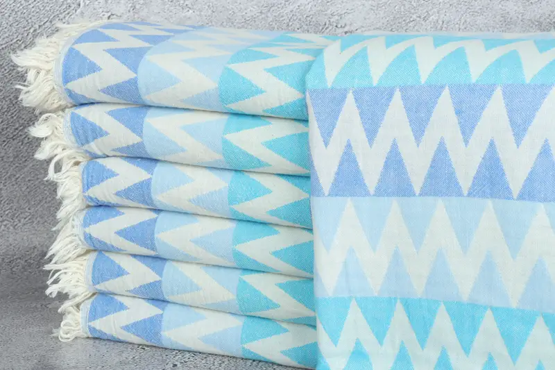 Organic Beach Towel, Home Decor Towel, Guest Towel, Holiday Towel, Organic towel, Beach towel, 70x40 Cotton Zigzag Design Towel, Embroidered Towel - 2
