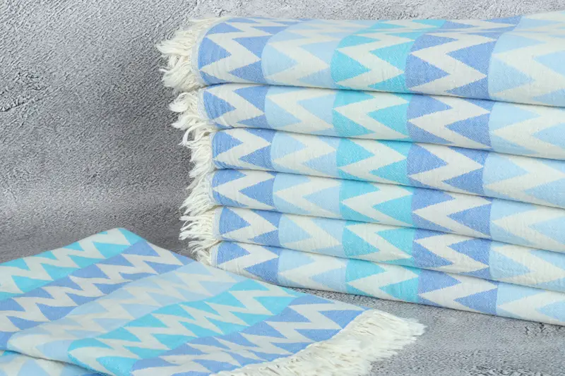 Organic Beach Towel, Home Decor Towel, Guest Towel, Holiday Towel, Organic towel, Beach towel, 70x40 Cotton Zigzag Design Towel, Embroidered Towel - 3