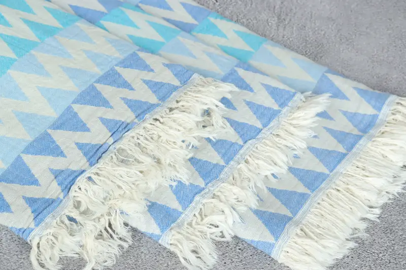 Organic Beach Towel, Home Decor Towel, Guest Towel, Holiday Towel, Organic towel, Beach towel, 70x40 Cotton Zigzag Design Towel, Embroidered Towel - 6