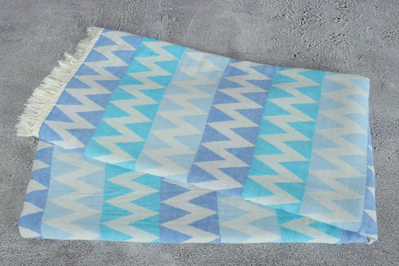 Organic Beach Towel, Home Decor Towel, Guest Towel, Holiday Towel, Organic towel, Beach towel, 70x40 Cotton Zigzag Design Towel, Embroidered Towel - 7