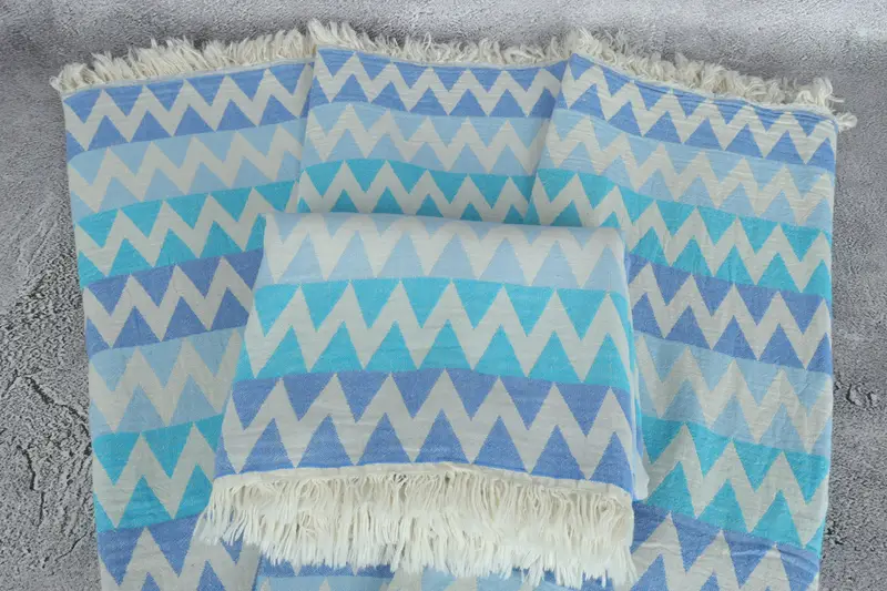 Organic Beach Towel, Home Decor Towel, Guest Towel, Holiday Towel, Organic towel, Beach towel, 70x40 Cotton Zigzag Design Towel, Embroidered Towel - 5