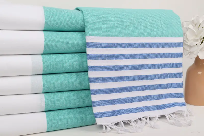 Personalized Wedding Gift, Christmas Gift, Cotton towel, Cancun Bachelorette Party Gift Ideas, Bridal Shower Favors, 70x40 Cotton Striped Towel - 2
