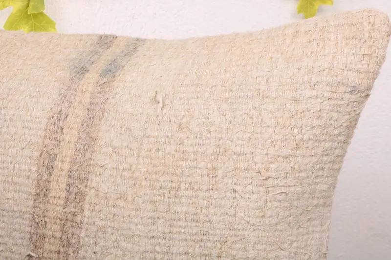 Boho Throw Pillow Case, Throw Kilim Pillow, Pillow Case, Pillow for Sofa, 16x24 Beige Cushion, Kilim Pillow Cover, Comfy Throw Cushion - 5