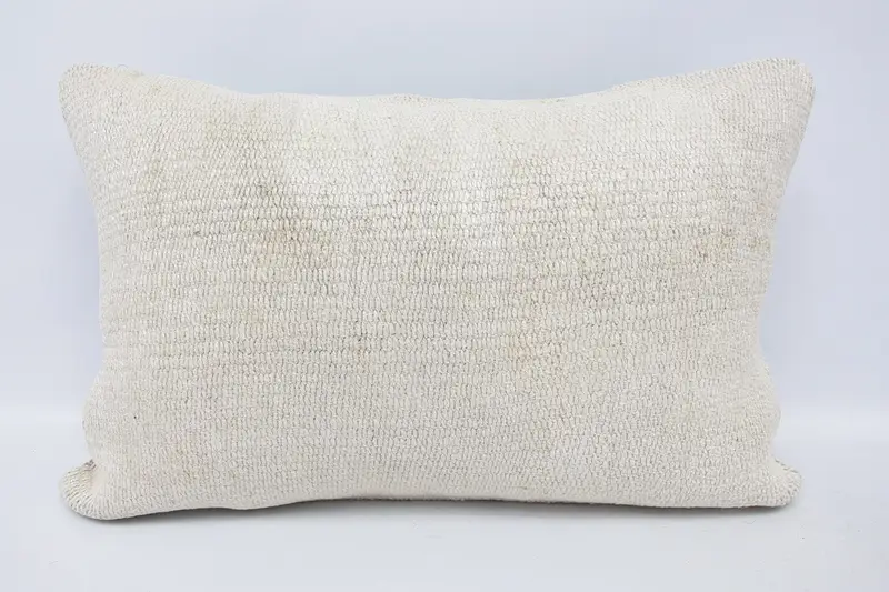 Boho Pillow, 16x24 White Pillow Sham, Handmade Throw Pillow Case, Turkish Pillow, Bohemian Cushion Pillow, Cushion Cover, Interior Designer Pillow - 1