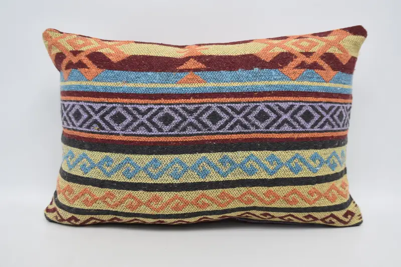 Pillow, Pillow for Sofa, Sustainable Cushion, Turkish Kilim Pillow, Floor Pillow, Vintage Pillow Sham, Pillow for Couch, 16x24 Yellow Cushion Case - 1