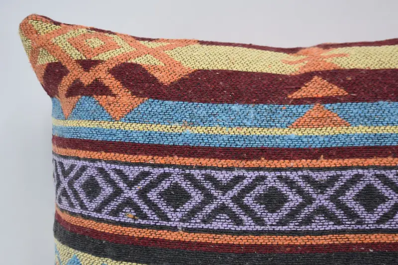 Pillow, Pillow for Sofa, Sustainable Cushion, Turkish Kilim Pillow, Floor Pillow, Vintage Pillow Sham, Pillow for Couch, 16x24 Yellow Cushion Case - 2