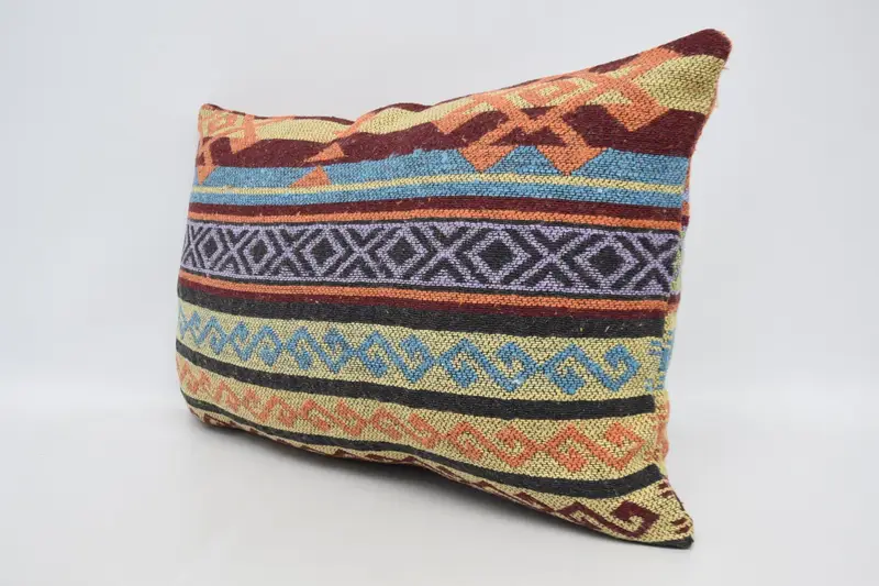 Pillow, Pillow for Sofa, Sustainable Cushion, Turkish Kilim Pillow, Floor Pillow, Vintage Pillow Sham, Pillow for Couch, 16x24 Yellow Cushion Case - 4