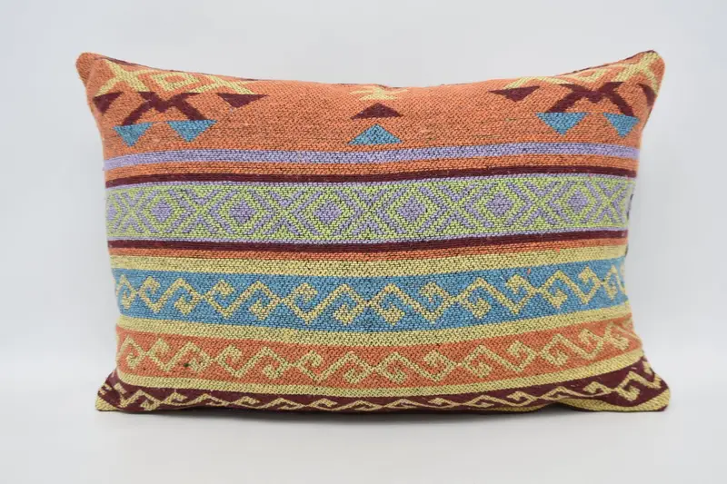Pillow, Pillow for Sofa, Sustainable Cushion, Turkish Kilim Pillow, Floor Pillow, Vintage Pillow Sham, Pillow for Couch, 16x24 Yellow Cushion Case - 5