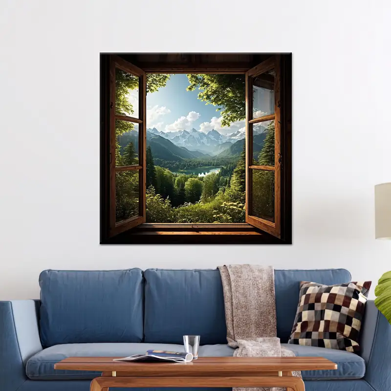 Zarif Doğa Manzarası Kanvas Tablo - Canlı Pencere Çerçevesi Dekoru
