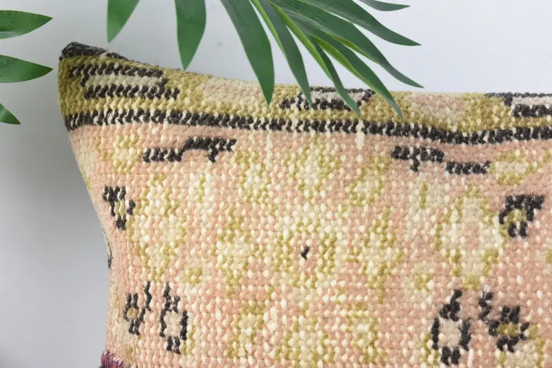 Vintage Kilim Pillow, Bolster Throw Cushion Cover, Traditional Pillow, Boho Pillow, Antique Pillows, 12x24 Purple Cushion Case, Cushion Cover - 2