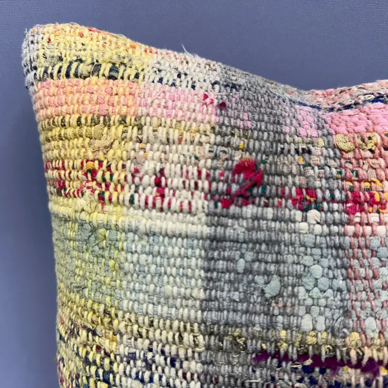 12x12 Yellow Pillow Cover, Boho Pillow Sham Cover, Kilim Cushion Sham, Turkish Kilim Pillow, Pillow Cover, Decorative Throw Cushion Cover - 5