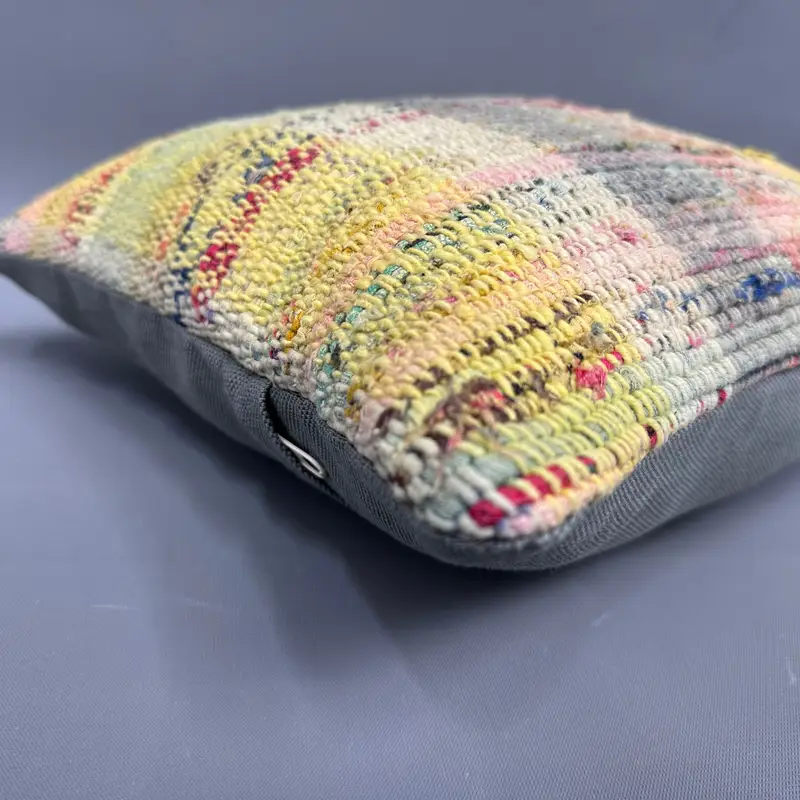 12x12 Yellow Pillow Cover, Boho Pillow Sham Cover, Kilim Cushion Sham, Turkish Kilim Pillow, Pillow Cover, Decorative Throw Cushion Cover - 6