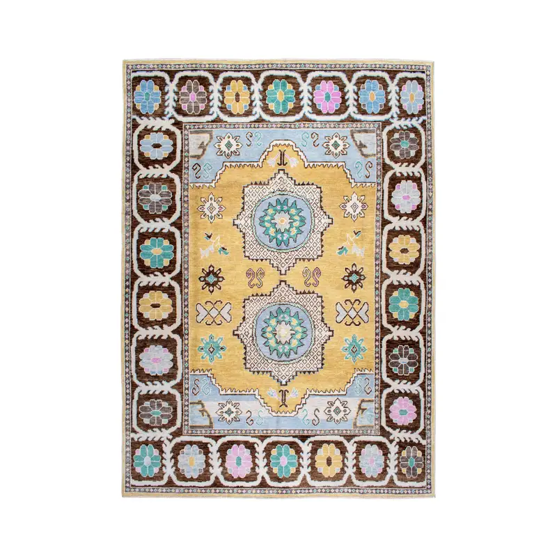 8.1x11.5 ft Turkish Rug, Oushak Rug, Brown Southwestern Rug Wool - 1