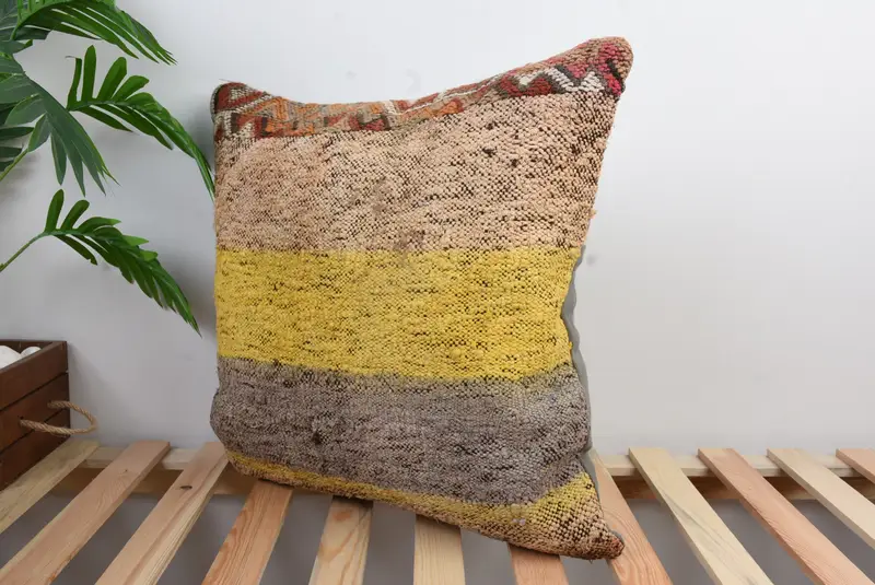 Bolster Cushion Cover, Handmade Rug Seat Pillow, Throw Kilim Pillow, Ethnical Kilim Rug Pillow, 20x20 Green Pillow, Cushion Case, Gift Pillow - 4