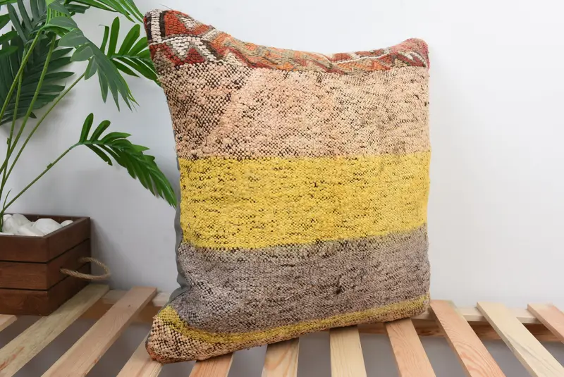 Bolster Cushion Cover, Handmade Rug Seat Pillow, Throw Kilim Pillow, Ethnical Kilim Rug Pillow, 20x20 Green Pillow, Cushion Case, Gift Pillow - 5