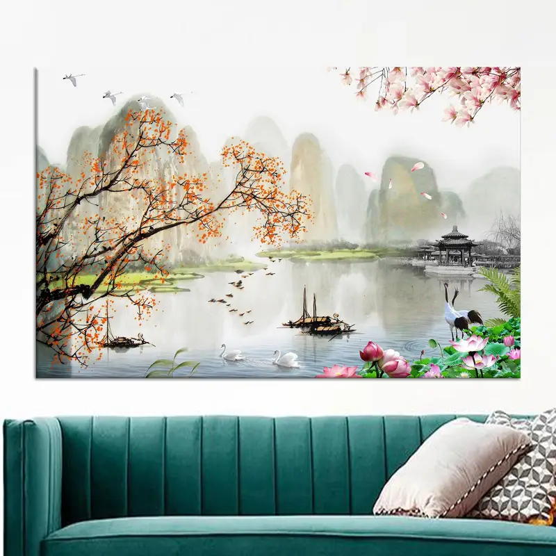 サムライ サクラ キャンバス: モダンな日本の風景アート プリント