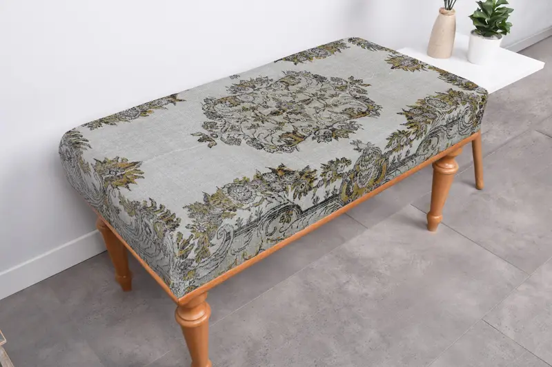 ブルー & グリーン サウスウェスタン ウール ベンチ 収納付き ベンチ