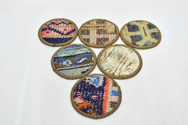 Juego de posavasos redondos bohemios, posavasos azules y verdes