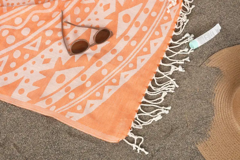 Quick-dry travel peshtemal towel, Best Friend Gift Ideas, 70x40 Cotton Round Pattern Towel, Hammam towel, Large Turkish Towel, Custom Towel - 7