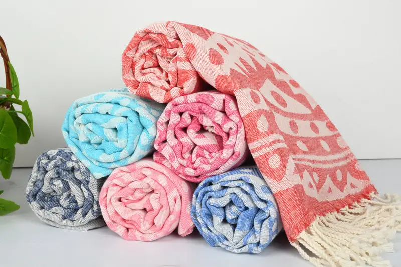 Quick-dry travel peshtemal towel, Best Friend Gift Ideas, 70x40 Cotton Round Pattern Towel, Hammam towel, Large Turkish Towel, Custom Towel - 5
