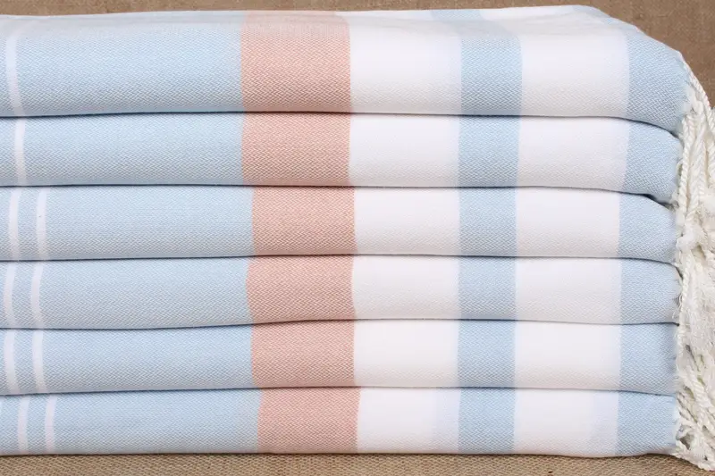 パーソナライズされたベビーブルーブリックストライプタオル、40x71インチ