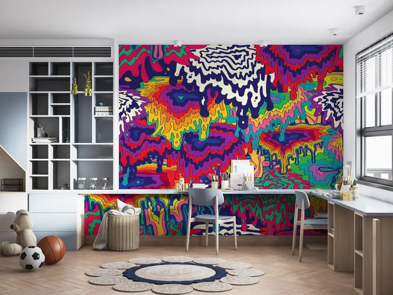 Colorful Stain Mural, Trippy Tapestries Art Wall Decor, Contemporary Wall Art, Psychedelic Tapestry Wall Decor, - 7