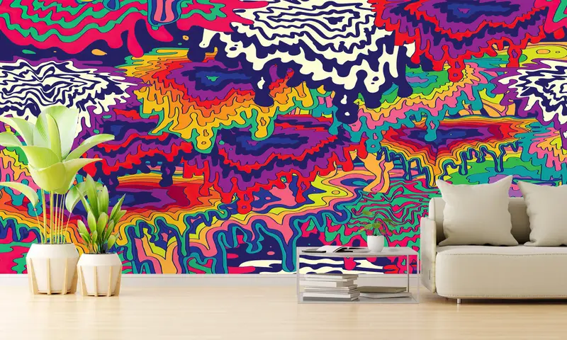 Colorful Stain Mural, Trippy Tapestries Art Wall Decor, Contemporary Wall Art, Psychedelic Tapestry Wall Decor, - 3