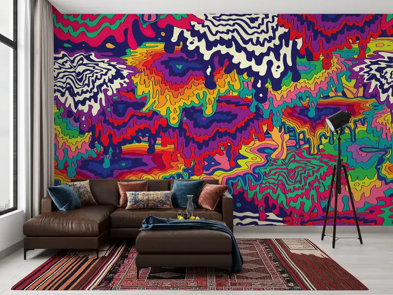 Colorful Stain Mural, Trippy Tapestries Art Wall Decor, Contemporary Wall Art, Psychedelic Tapestry Wall Decor, - 4