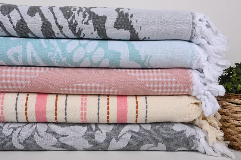 80x60 Cotton Set of 5 Towel, Halloween Gifts, Aesthetic Blanket, Decorative Blanket, Bridal Shower Gift, Woven Throw Blanket, Wedding Hand Made Gift - 3