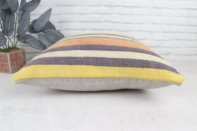 Ev Dekor Yastığı, Kabile Yastığı, İç Tasarımcı Yastığı, 22x22 Sarı Yastık Sham, Hediye Yastığı, Art Deco Yastık Kılıfı, Yastık Örtüsü - 6