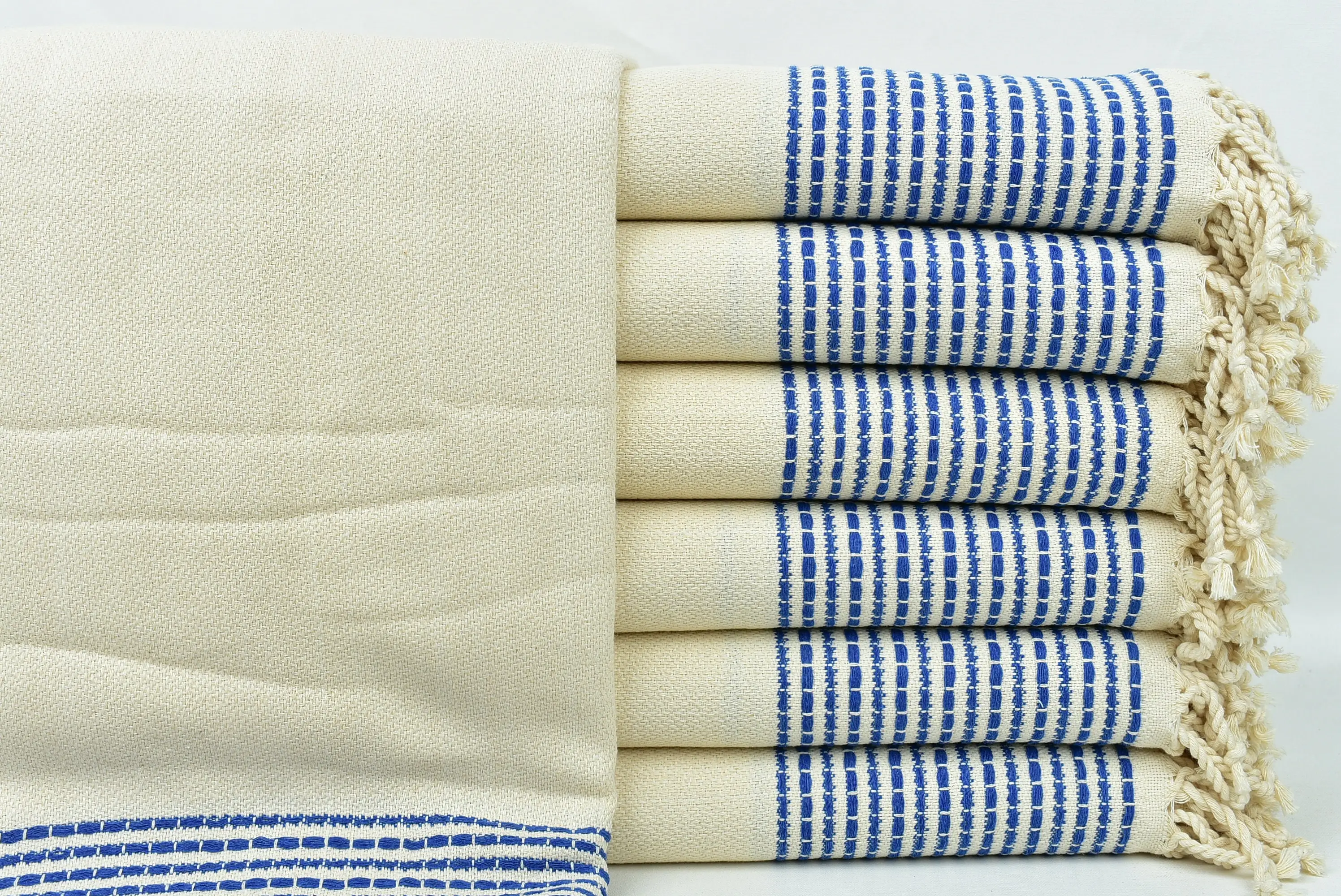 Personalized Turkish Cotton Beach Towel Blue Stripes, 36x69 Inches - 1