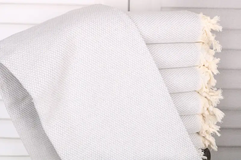 Turkish Towel Beach Light Gray 40x71 Inches Organic Cotton or Linen
