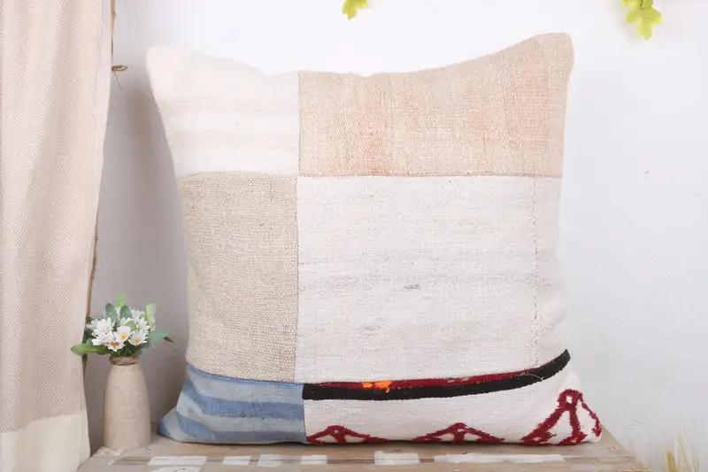 28x28 White Cushion Case, Kilim Cushion Sham, Ikat Cushion Cover, Vintage Pillow, Pillow, Turkish Corner Cushion Case, Home Decor Pillow - 2