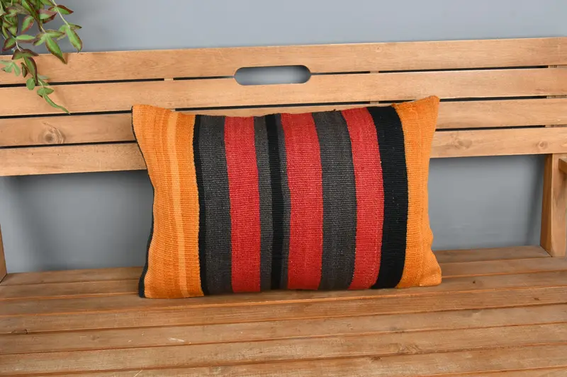 Ethnical Kilim Rug Pillow, Pillow Case, 16x24 Red Pillow, Pillow for Couch, Southwestern Pillow, Throw Kilim Pillow, Kilim Rug Pillow Cover - 6