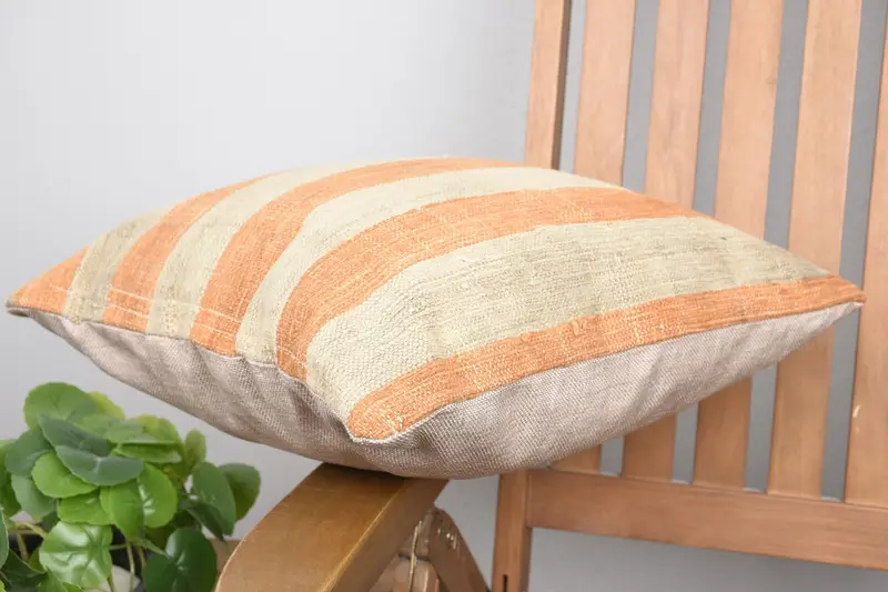 Accent Pillow Case, Home Decor Pillow, Pillow Case, Turkish Pillow, 16x16 Orange Cushion, Kilim Rug Cushion Case, Vintage Kilim Pillow - 6