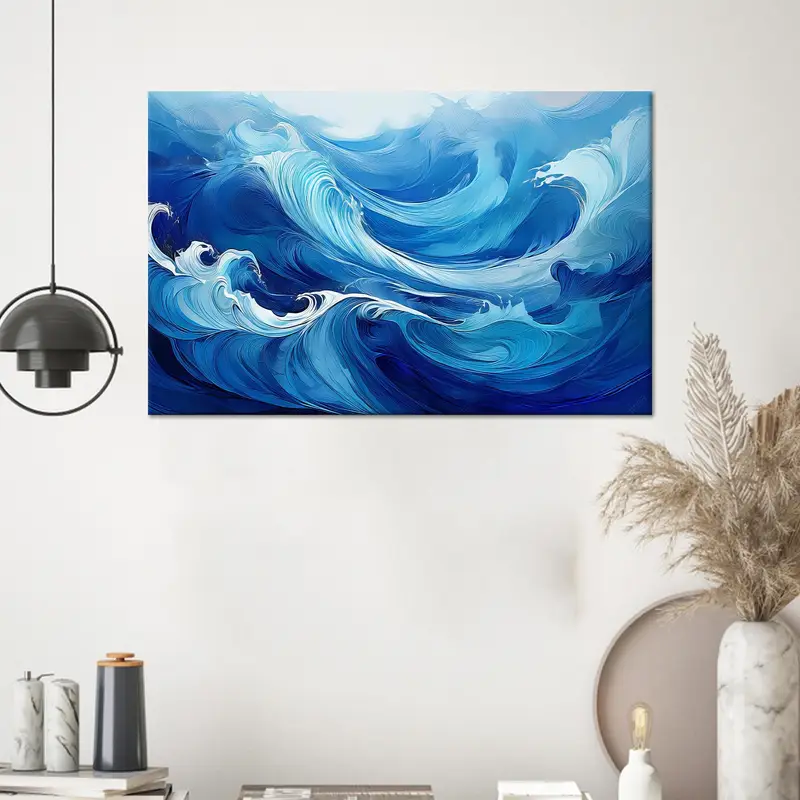 抽象的なウェーブ キャンバス: モダンなエレガンスのためのプリント アート