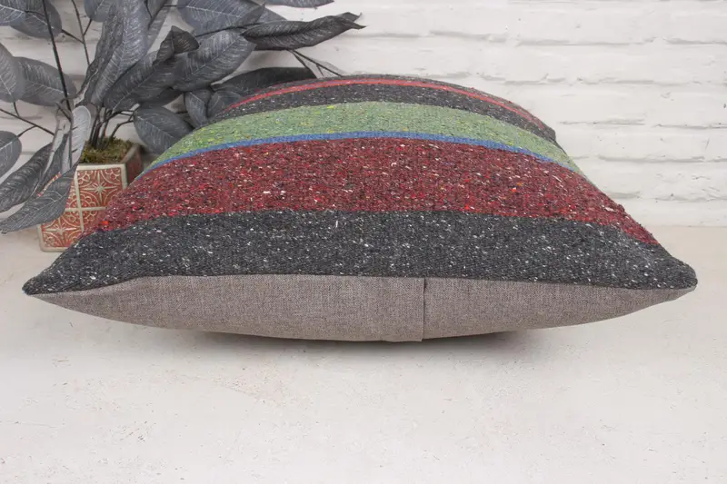 Pillow, Turkish Kilim Pillow, Vintage Kilim Throw Pillow, Handwoven Pillow, 20x20 Red Pillow, Colorful Cushion Case, Boho Pillow, Car Cushion Case - 5