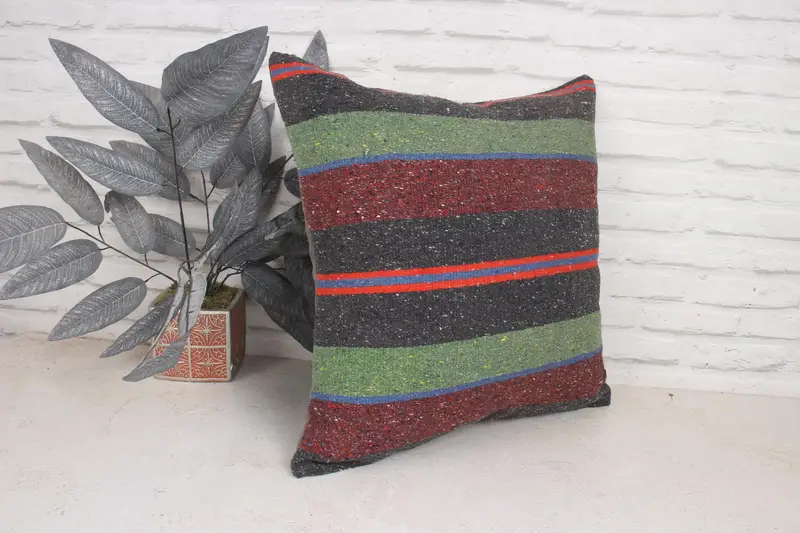 Pillow, Turkish Kilim Pillow, Vintage Kilim Throw Pillow, Handwoven Pillow, 20x20 Red Pillow, Colorful Cushion Case, Boho Pillow, Car Cushion Case - 3