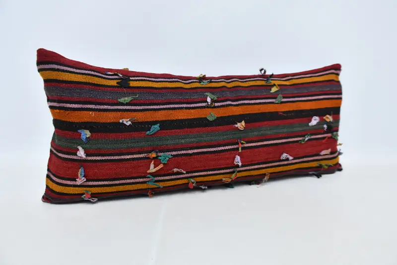 Outdoor Throw Cushion, Home Decor Pillow, Kilim Pillow Cover, Vintage Pillow, Pillow Case, Meditation Pillow Case, 16x36 Red Pillow Sham - 3
