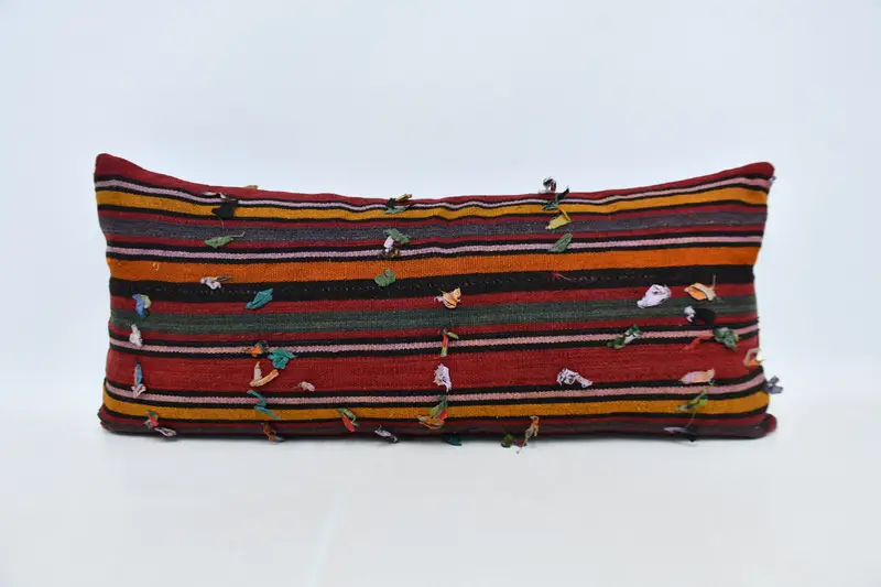 Outdoor Throw Cushion, Home Decor Pillow, Kilim Pillow Cover, Vintage Pillow, Pillow Case, Meditation Pillow Case, 16x36 Red Pillow Sham - 1