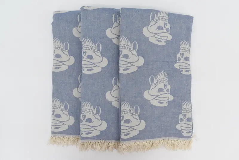 Turkish bath towel, Spa Towel, Valentines Day Gift, Summer Towel, Personalized Gift, 70x36 Cotton Skull Patterned Towel, Summer Gift, Spa Gift Towel - 8