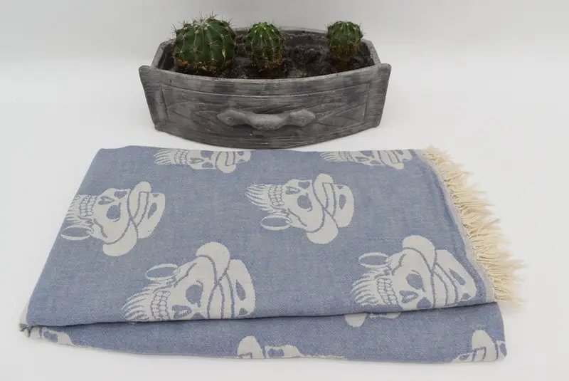 Turkish bath towel, Spa Towel, Valentines Day Gift, Summer Towel, Personalized Gift, 70x36 Cotton Skull Patterned Towel, Summer Gift, Spa Gift Towel - 4