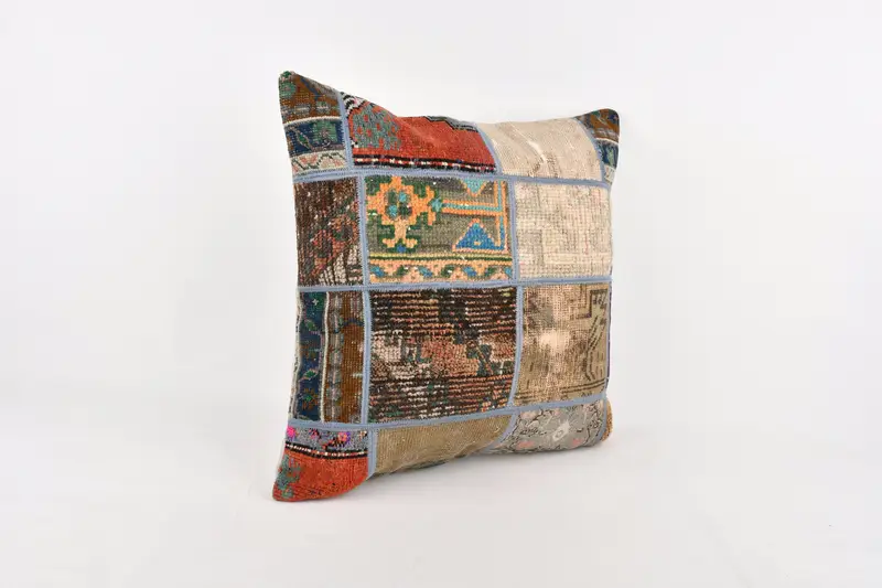 Vintage Pillow, Oriental Cushion, Turkish Kilim Pillow, Cushion, Boho Pillow Sham Cover, Bolster Pillow Case, 24x24 Brown Cushion Case - 2